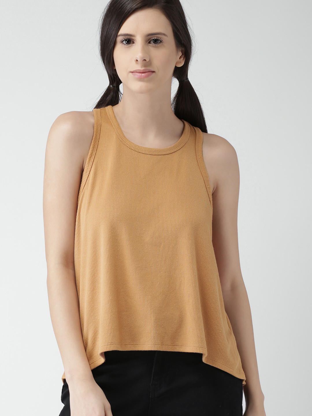 

FOREVER 21 Women Rust Orange Self Design Top