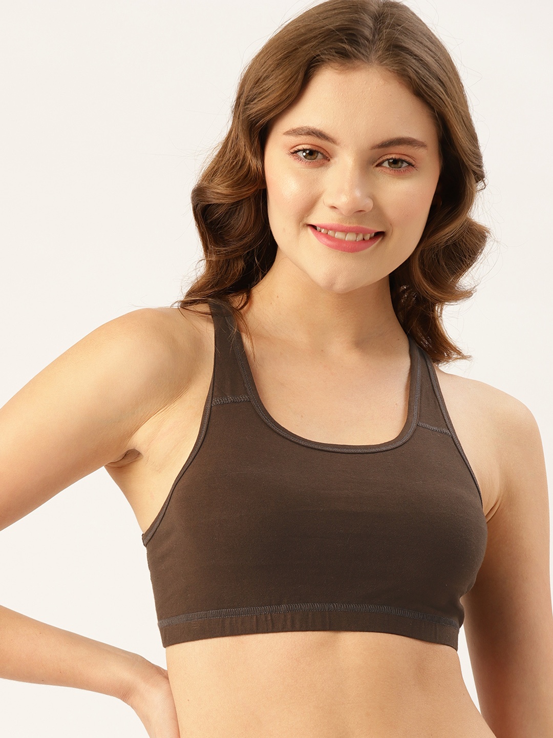 

DressBerry Brown Sports Bra Non-Wired Non-Padded