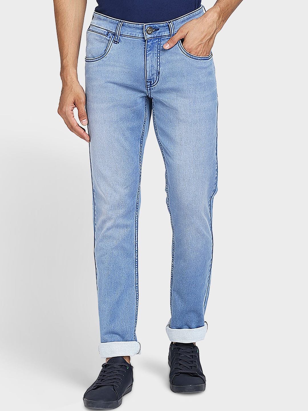 

ColorPlus Men Blue Tapered Fit Heavy Fade Stretchable Jeans