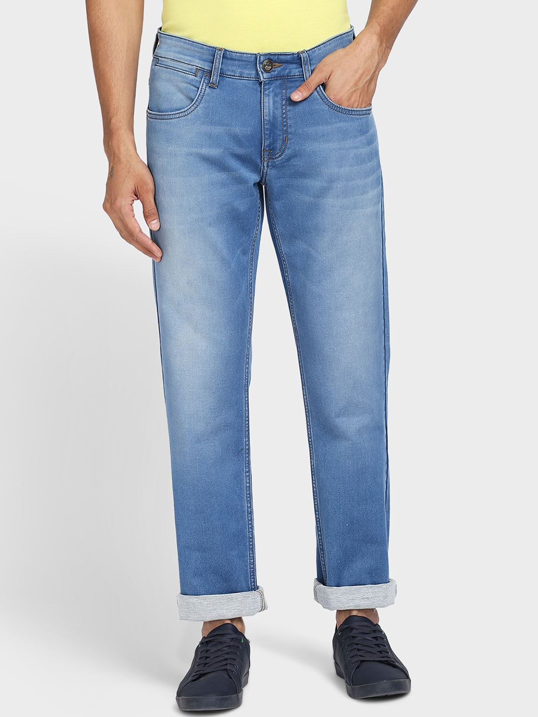 

ColorPlus Men Sky Blue Tapered Fit Stretchable Jeans