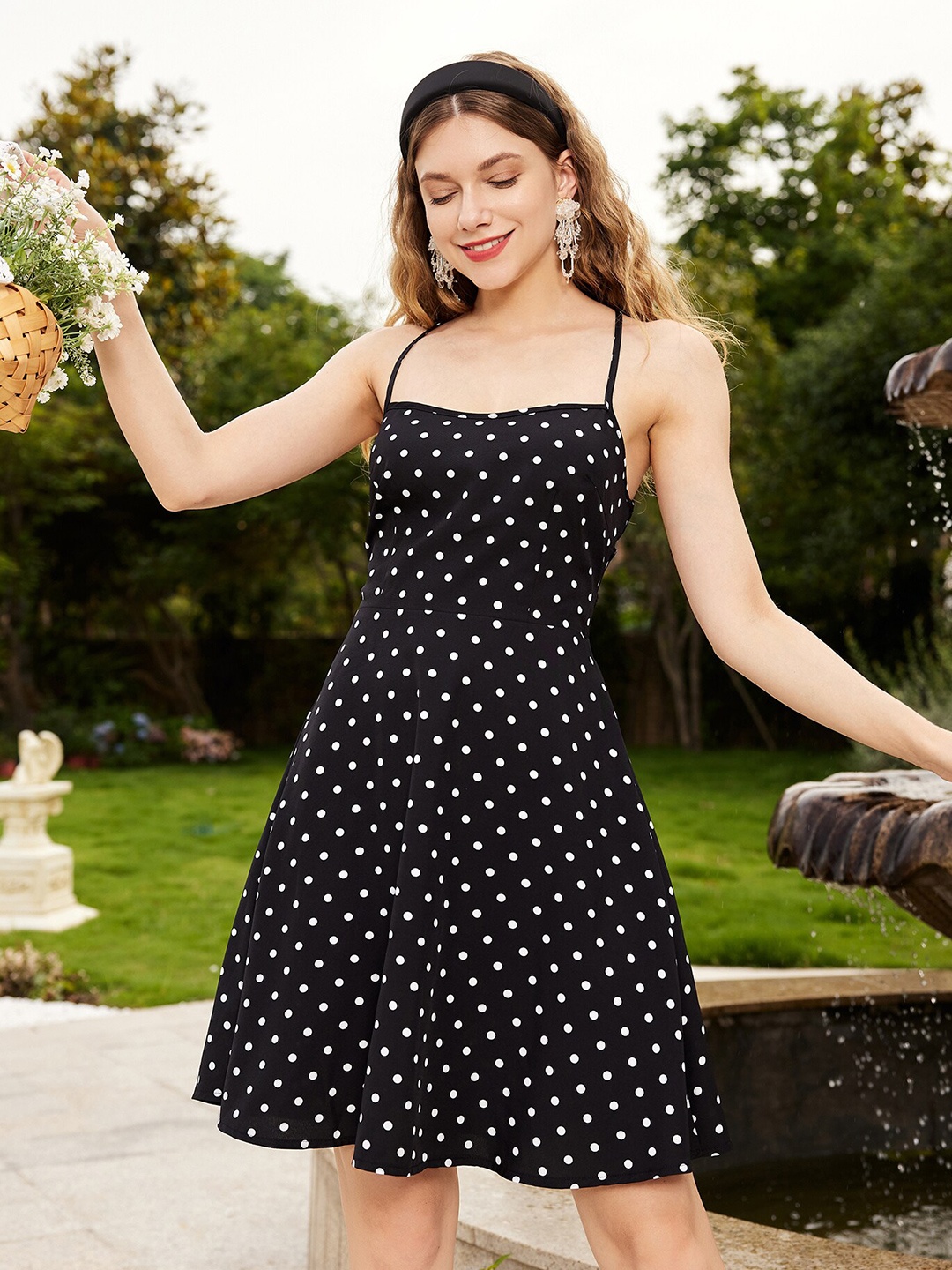 

URBANIC Black & french middle white purple Dress