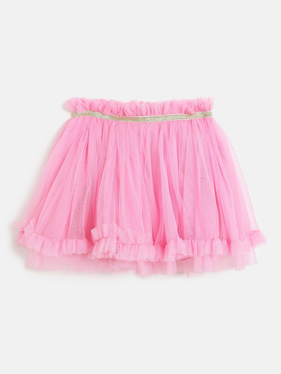 

KidsDew Girls Pink Solid Above Knee-Length Flared Skirts