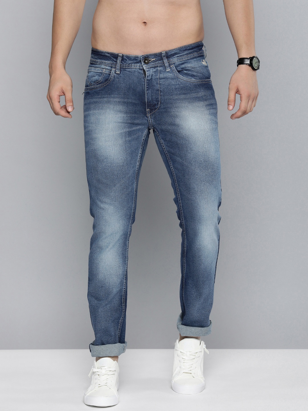 

Flying Machine Men Tapered Fit Heavy Fade Stretchable Jeans, Blue