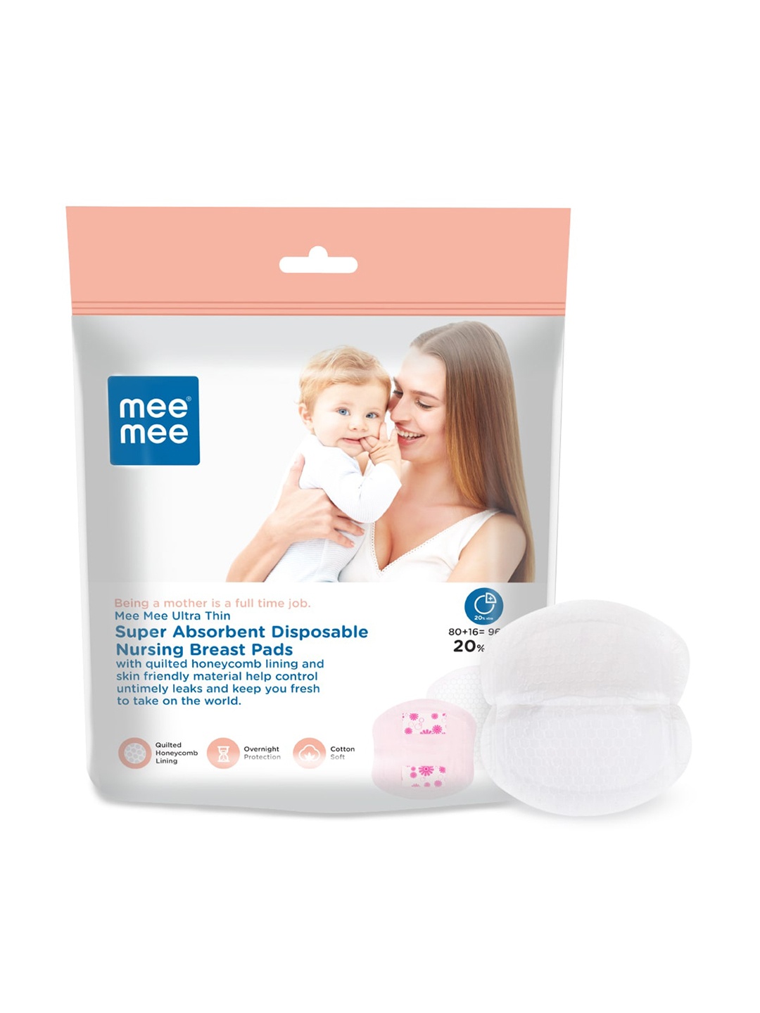 

MeeMee Set Of 96 White Reusable Maternity Washable Nursing Breast Pads