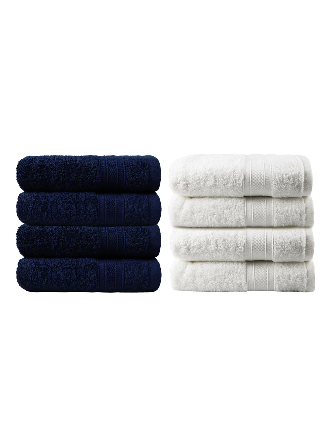 

MYTRIDENT Unisex Set of 4 White 500 GSM Cotton Bath Towels 4 500 GSM Cotton Hand Towels
