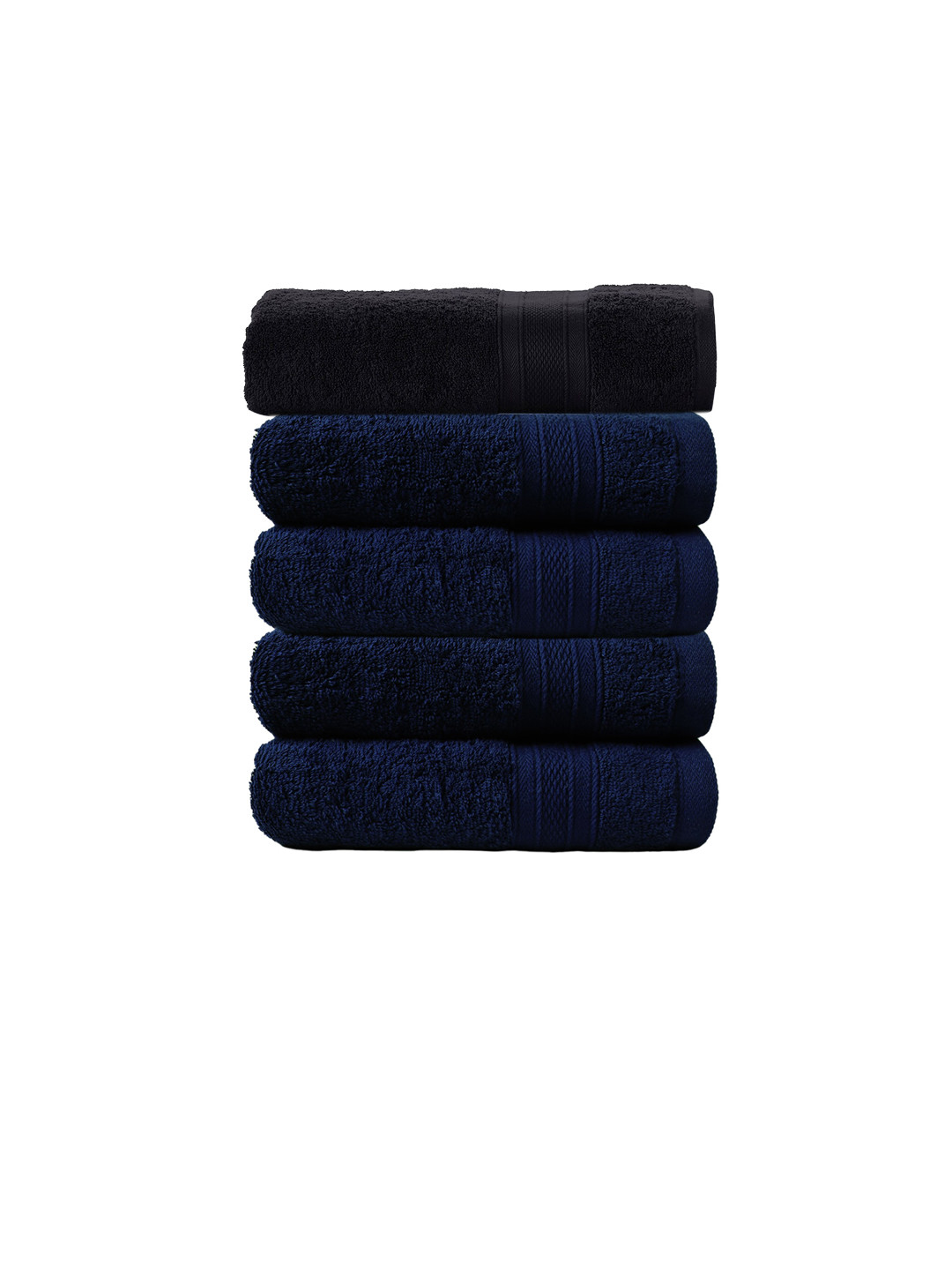

MYTRIDENT Black Solid 500 GSM Cotton Soft Plush Bath Towel Set of 4 Hand Towels