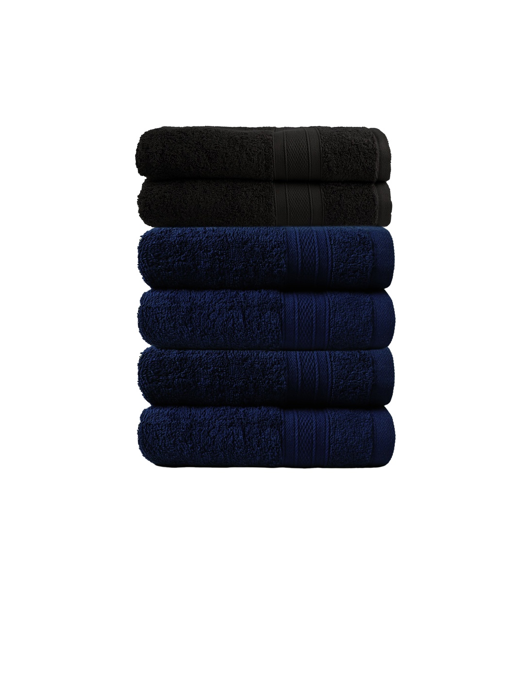 

MYTRIDENT Black Set of 2 500 GSM Cotton Bath Towels Set of 4 Hand Towels