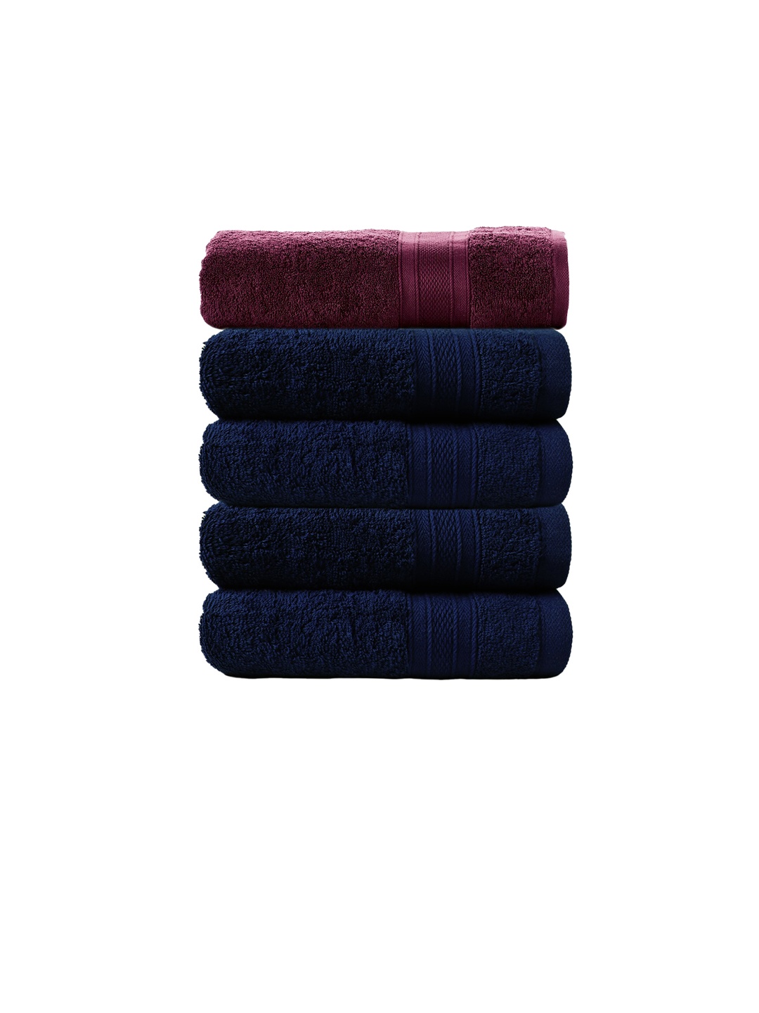 

MYTRIDENT Burgundy Solid 500 GSM Cotton Soft Plush Bath Towel Set of 4 Hand Towels