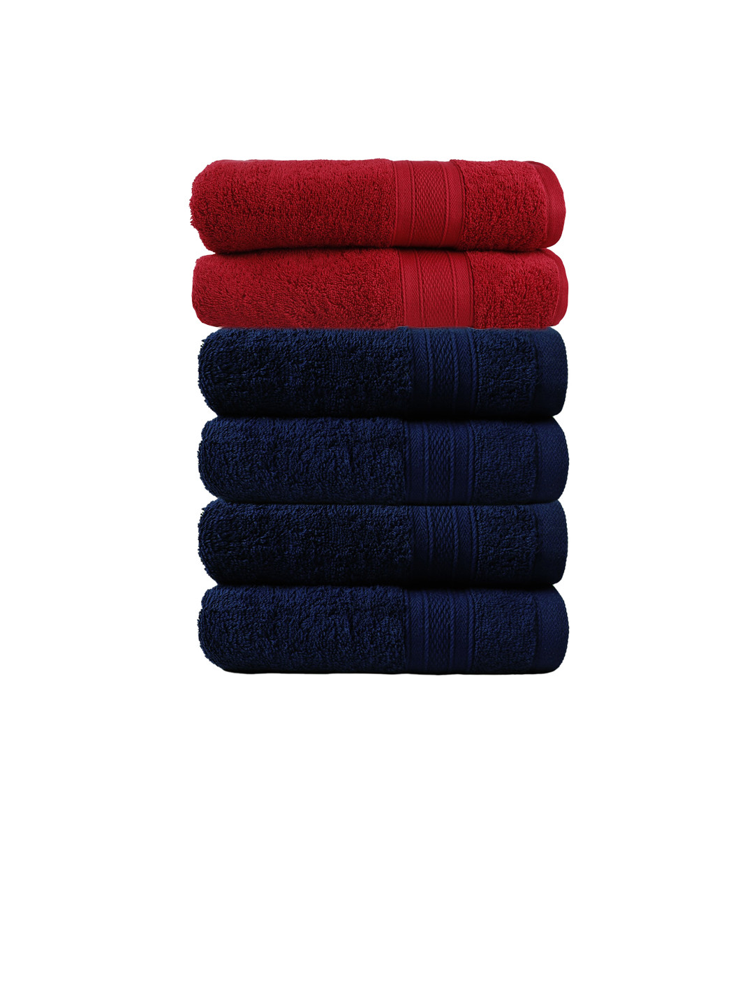 

MYTRIDENT Red Set of 2 500 GSM Cotton Bath Towels Set of 4 Hand Towels