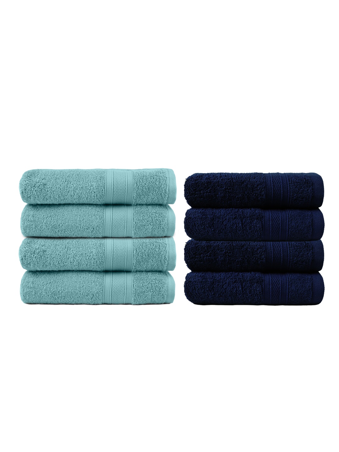 

MYTRIDENT Blue Set of 4 500 GSM Cotton Bath Towels Set of 4 Hand Towels