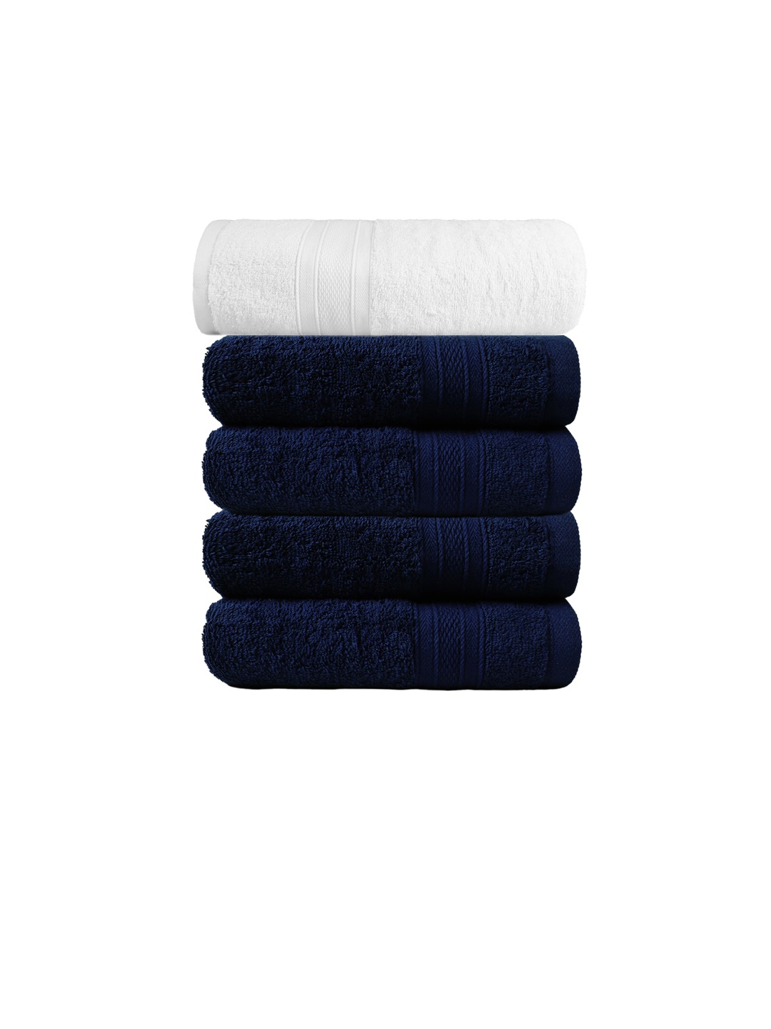 

MYTRIDENT White Solid 500 GSM Cotton Soft Plush Bath Towel Set of 4 Hand Towels