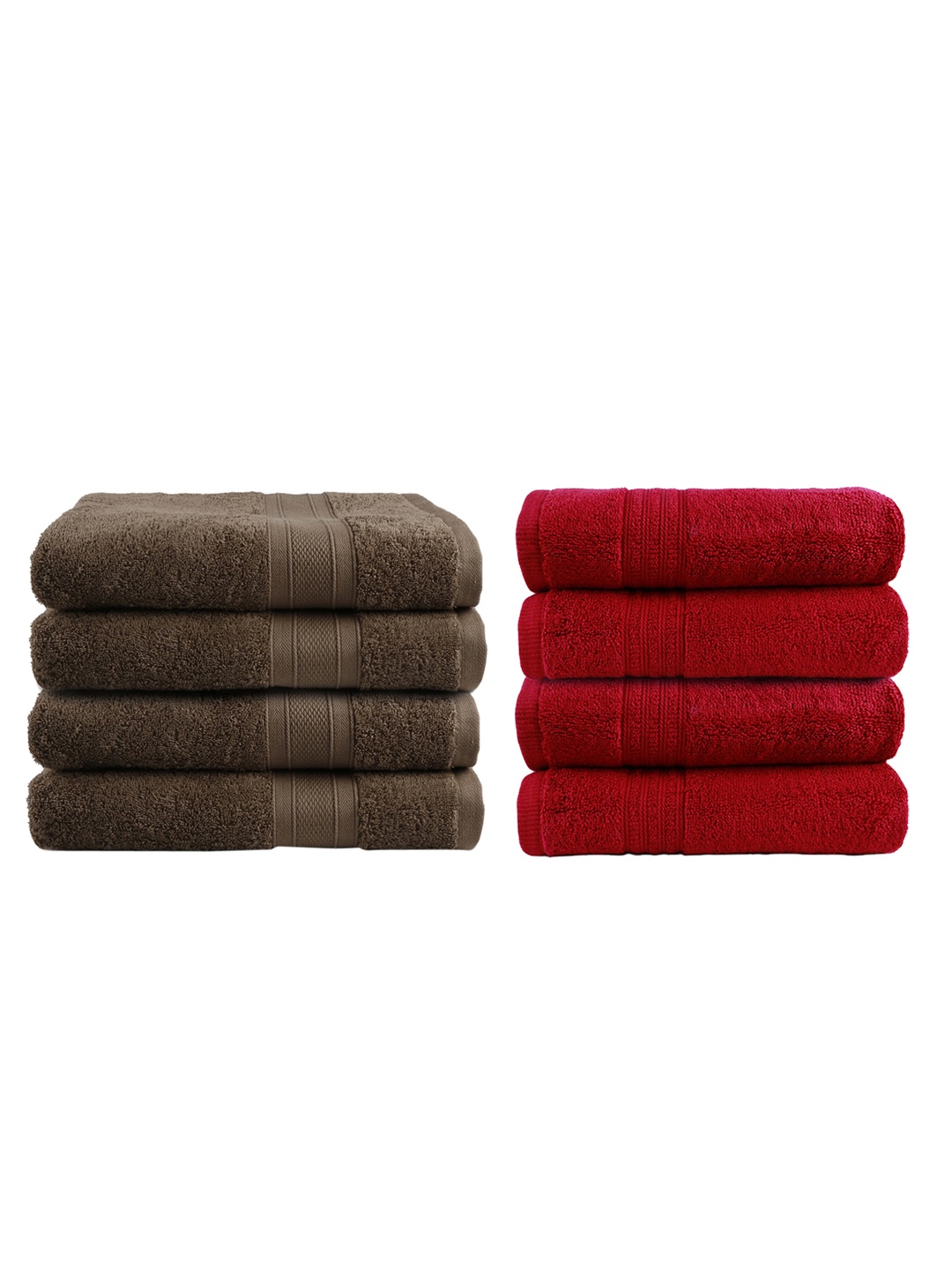 

Trident Brown Set of 4 500 GSM Cotton Bath Towels & Set of 4 550 GSM Cotton Hand Towels