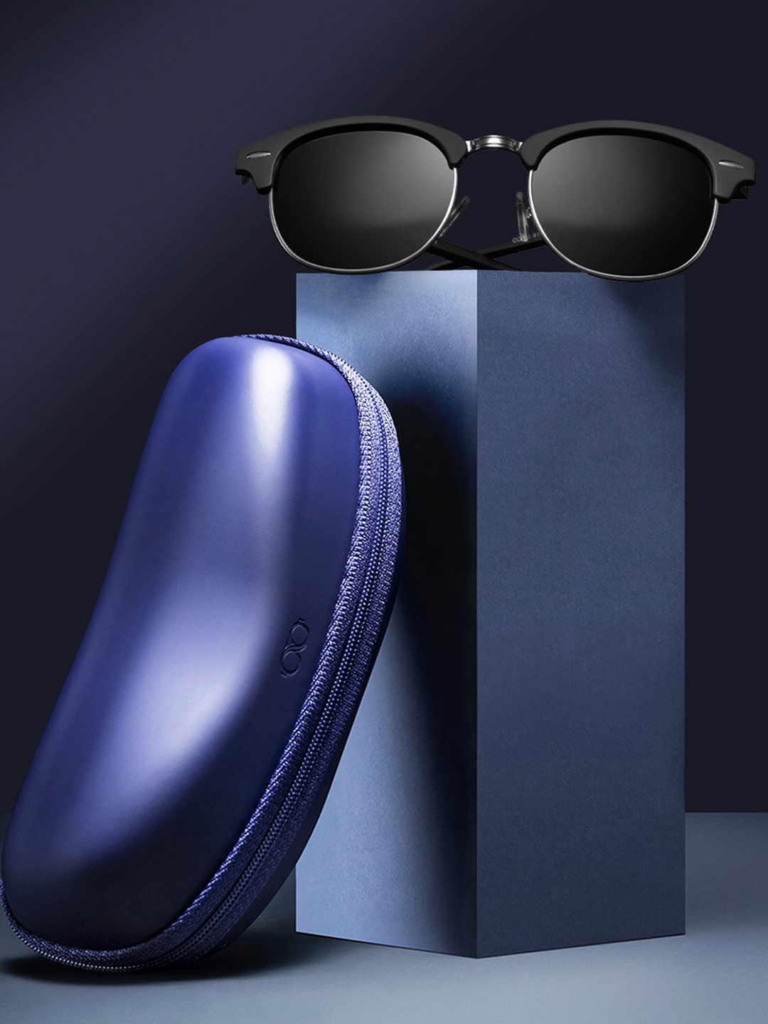 

Vincent Chase by Lenskart Unisex Grey Lens & Black Browline Sunglasses with Polarised and UV Protected Lens