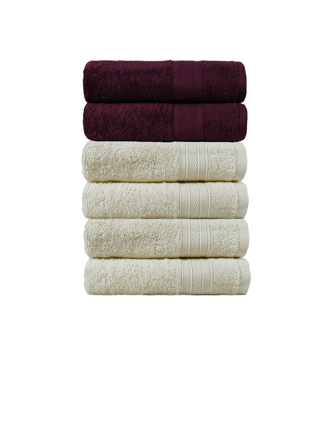 

MYTRIDENT Burgundy Set of 2 500 GSM Cotton Bath Towels Set of 4 Cotton Hand Towels