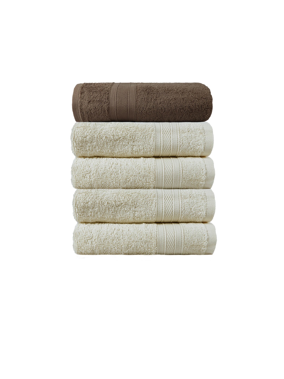 

MYTRIDENT Brown 500 GSM Cotton Bath Towels Set of 4 Cotton Hand Towels
