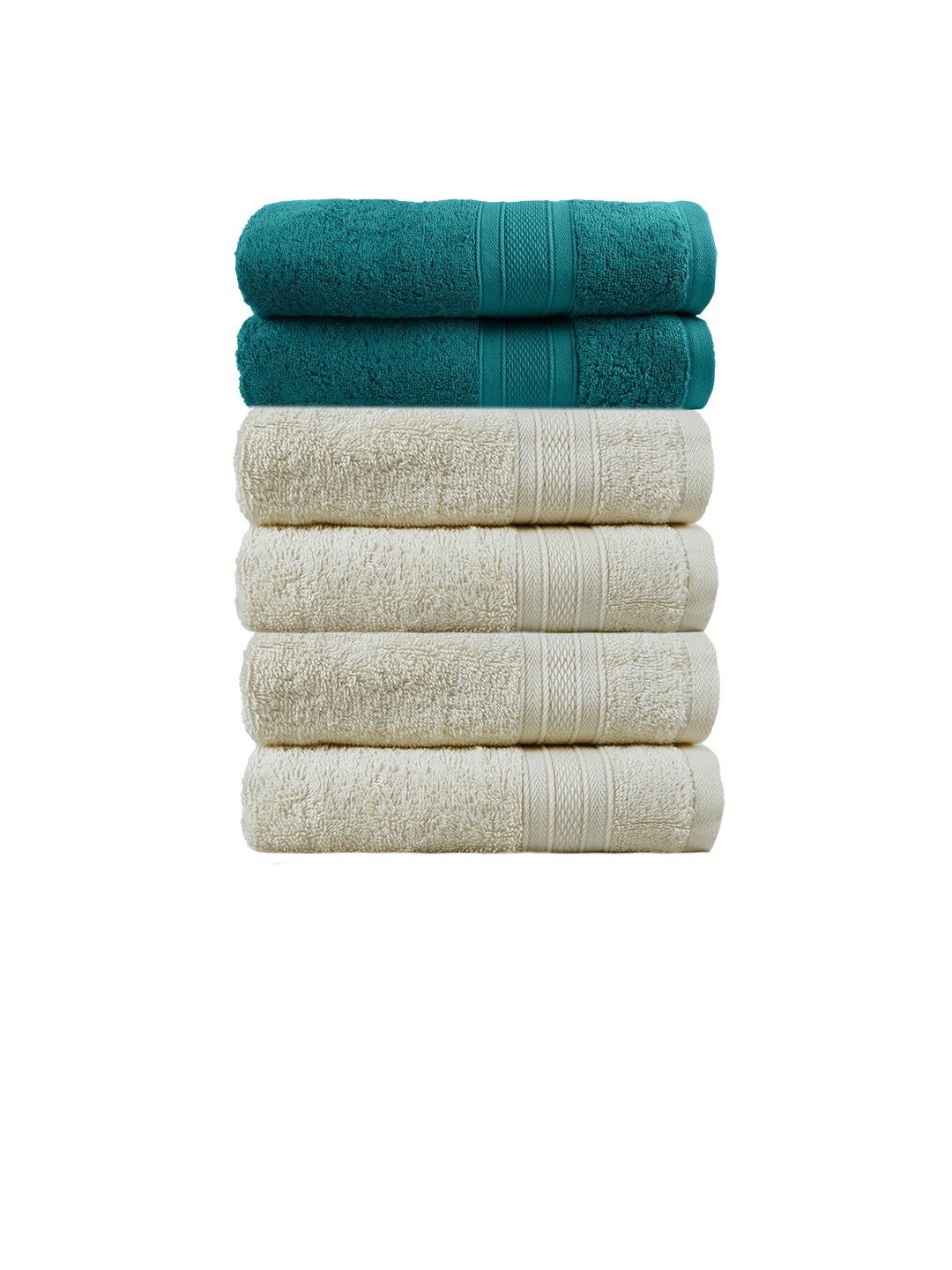 

Trident Teal Blue Set of 2 500 GSM Cotton Bath Towels & Set of 4 Cotton Hand Towels