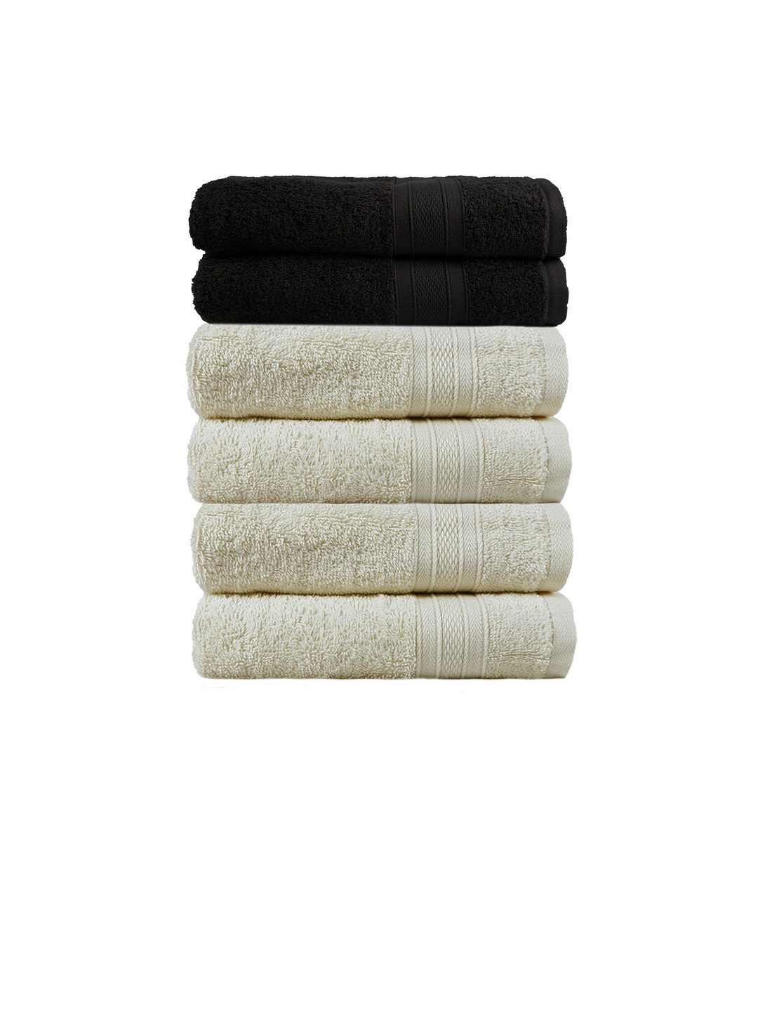 

MYTRIDENT Black Set of 2 500 GSM Cotton Bath Towels Set of 500 GSM Cotton 4 Hand Towels