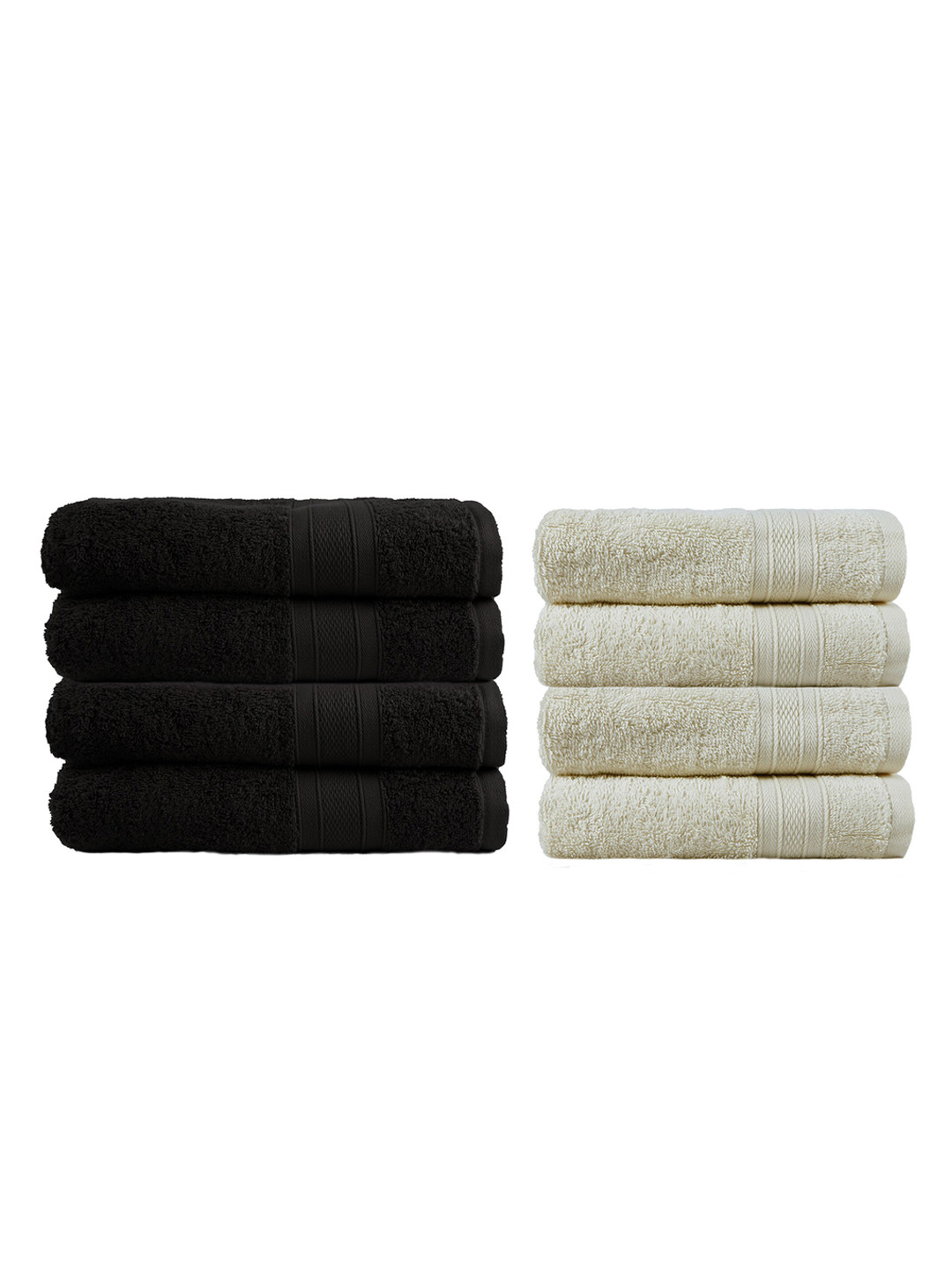 

MYTRIDENT Black Set of 4 500 GSM Cotton Bath Towels Set of 4 500 GSM Cotton Hand Towels