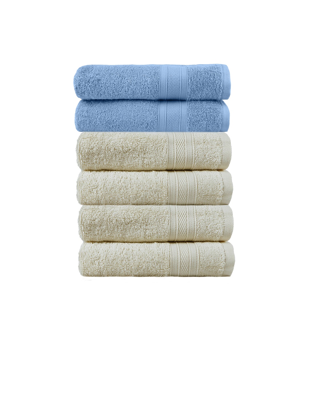 

MYTRIDENT Blue Set of 2 500 GSM Cotton Bath Towels Set of 4 500 GSM Cotton Hand Towels