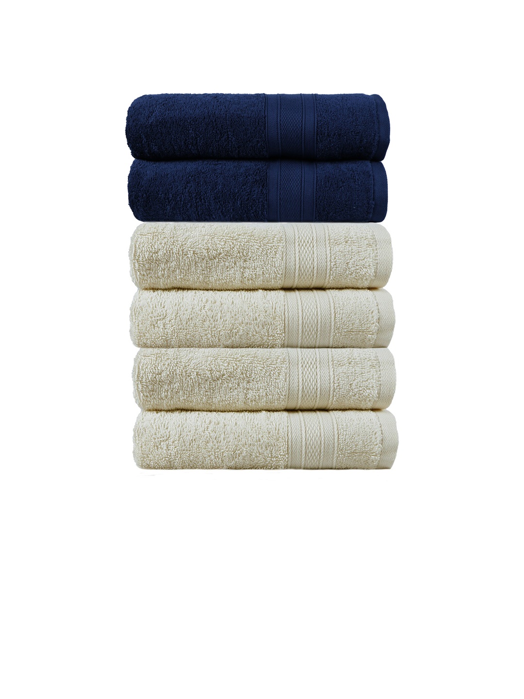 

MYTRIDENT Navy Blue Set of 2 500 GSM Cotton Bath Towels Setof 4 500 GSM Cotton Hand Towels