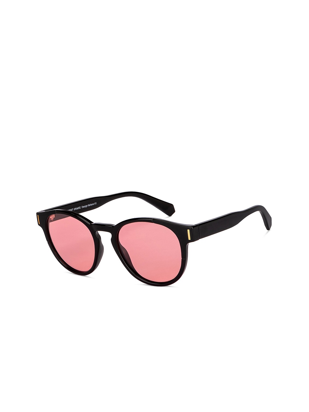 

Vincent Chase by Lenskart Unisex Pink Lens & Black Round Sunglasses with Polarised and UV Protected Lens