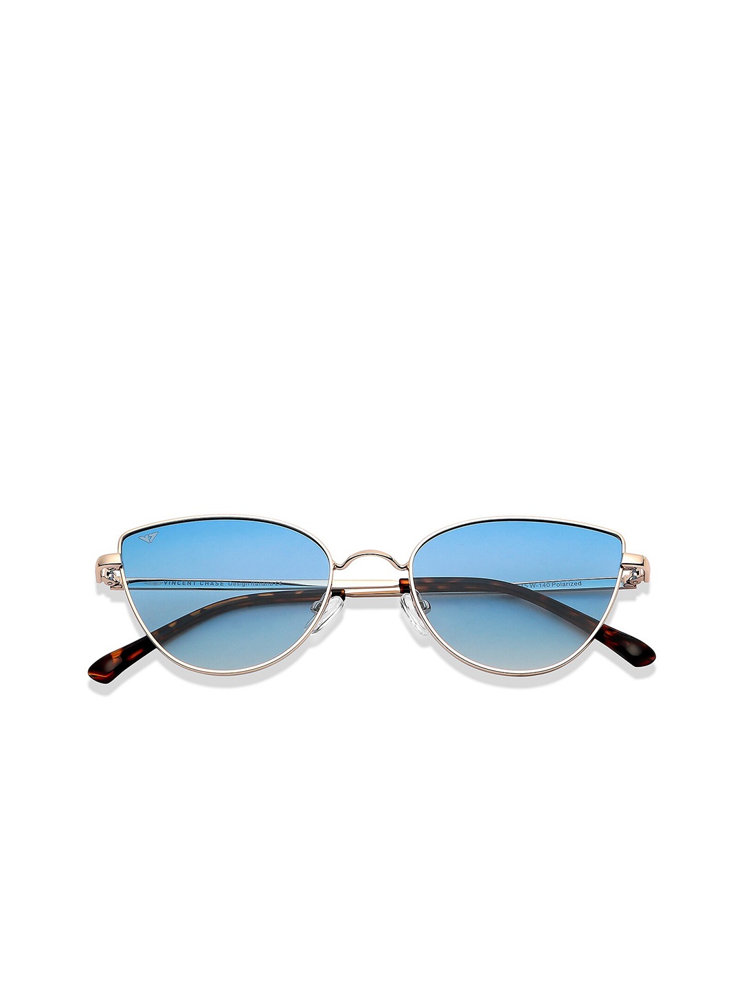 

Vincent Chase Unisex Blue Lens & Gold-Toned Cateye Sunglasses with Polarised and UV Protected Lens