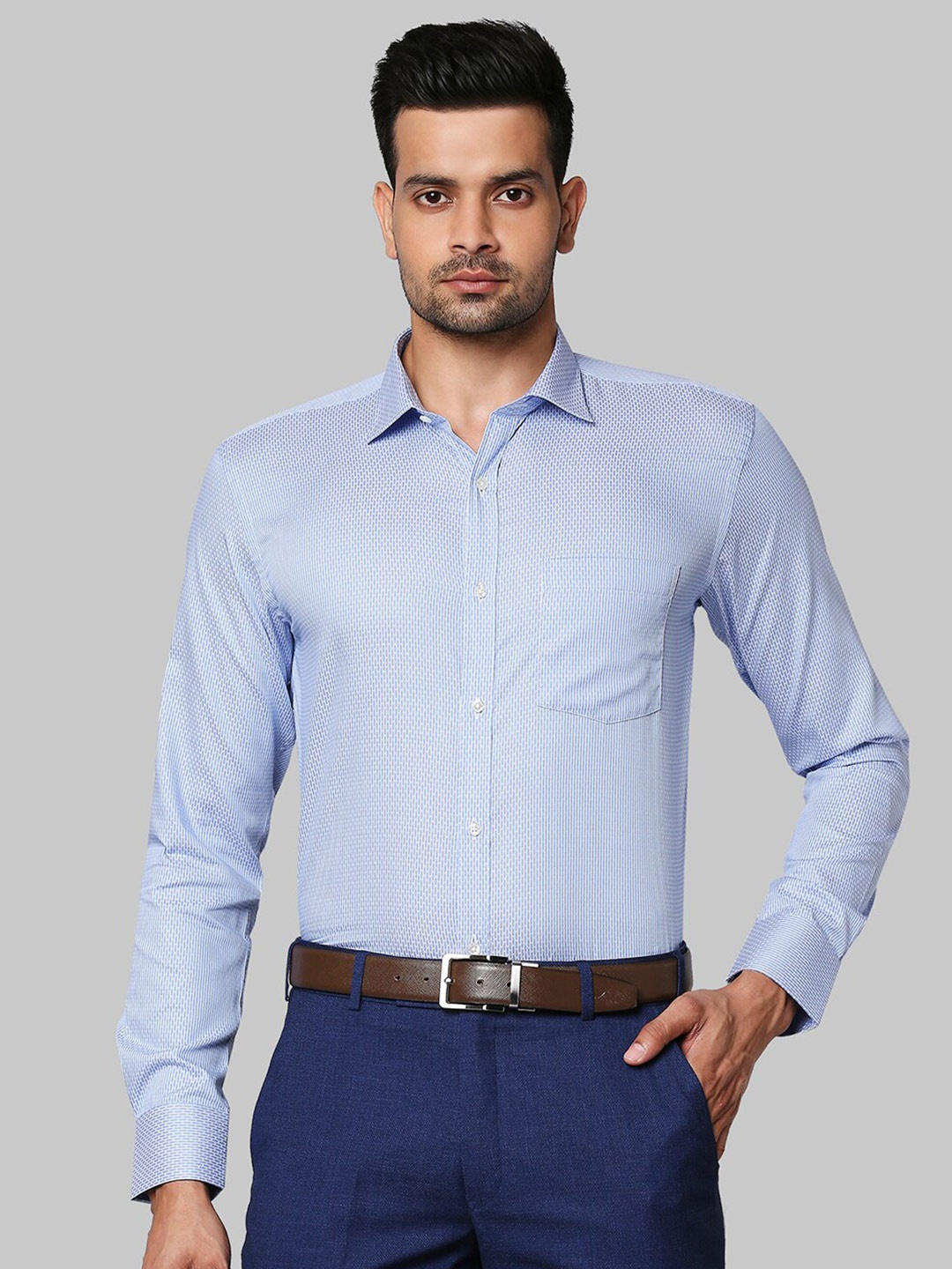 

Park Avenue Men Blue Slim Fit Printed Formal Shirt