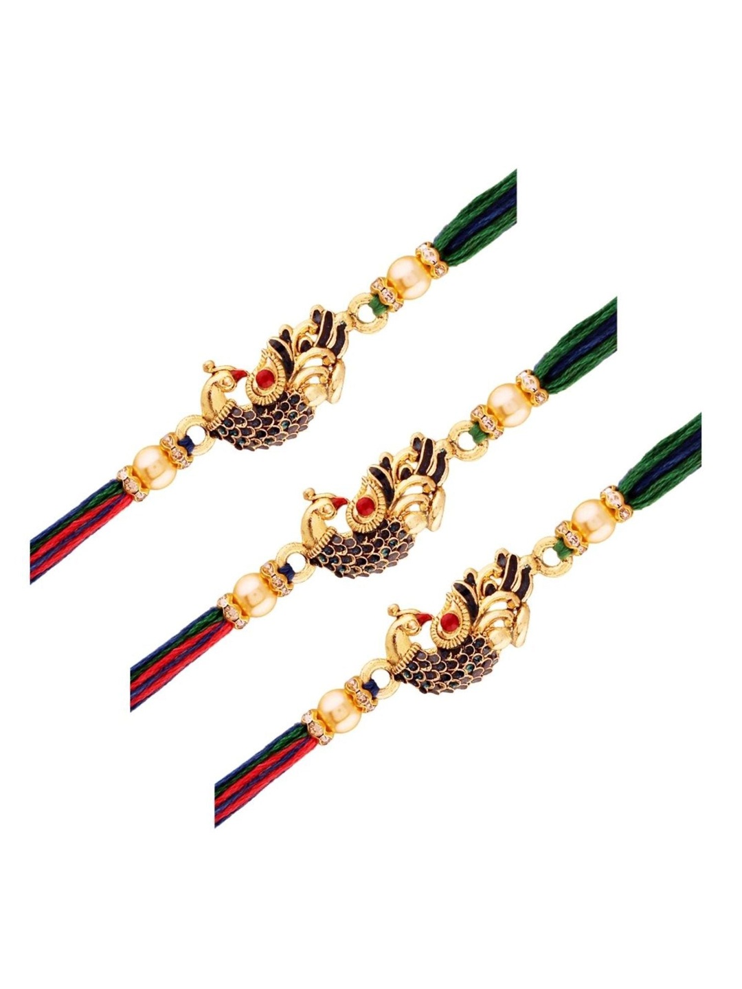 

I Jewels Gold-Plated Beaded Rakhi