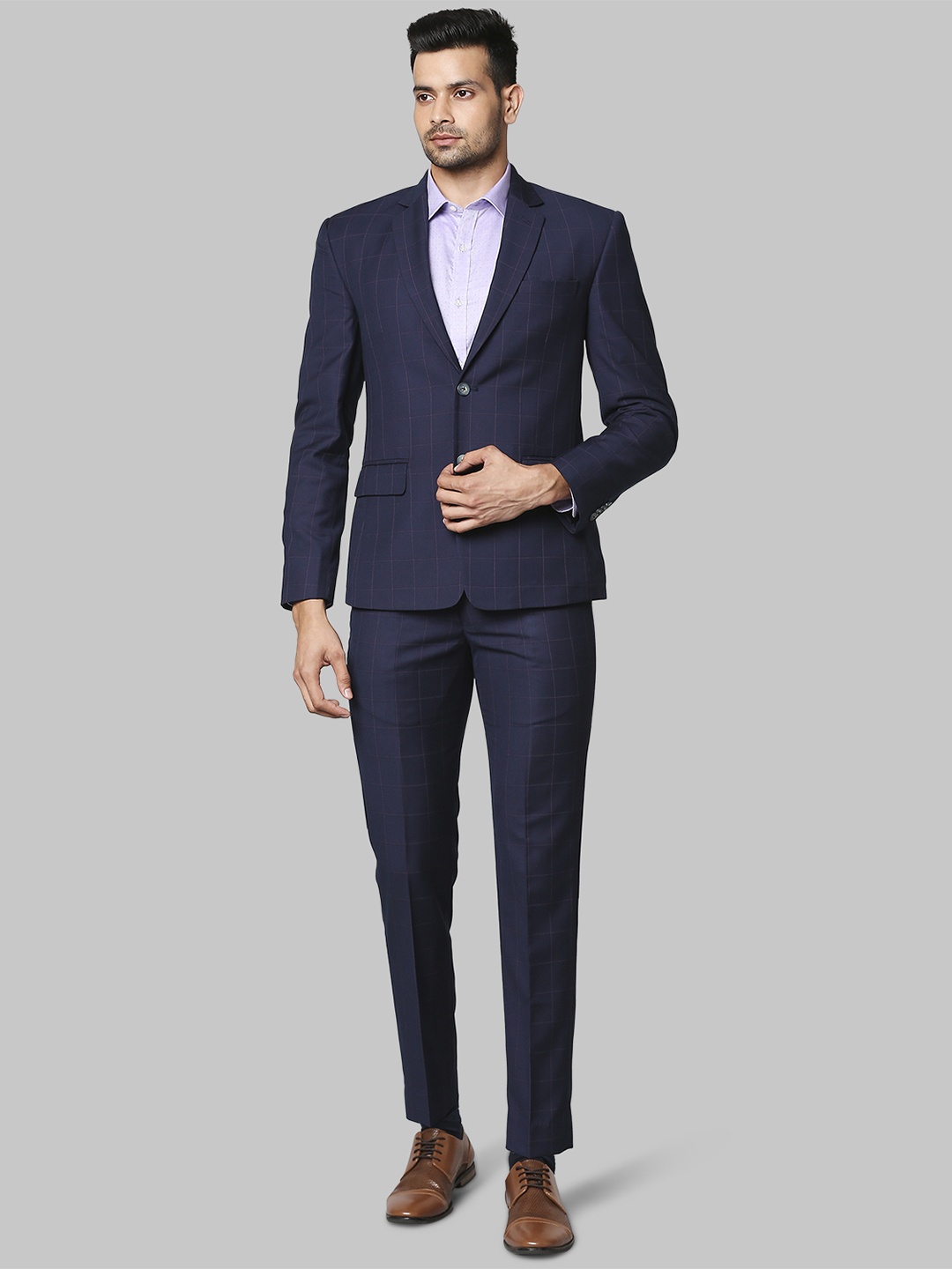 

Park Avenue Men Blue Solid Single-Breasted Two-Piece Formal Suit
