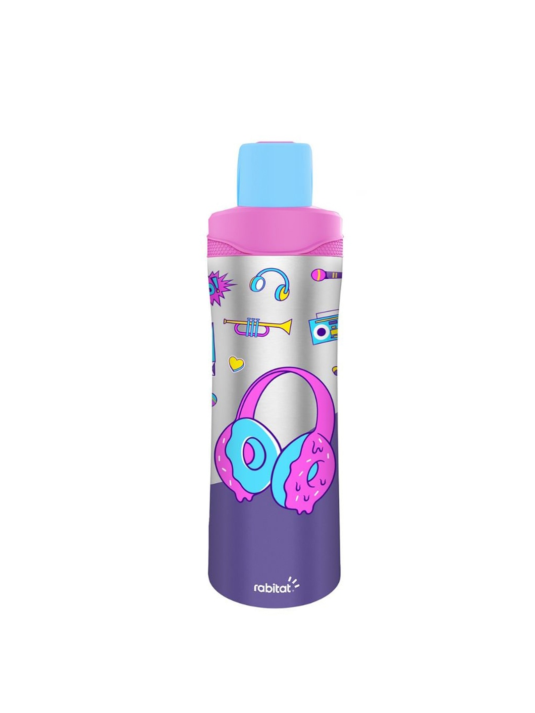 

Rabitat Kids Blue & Purple Printed Stainless Steel Miss Butters Insulated Bottle