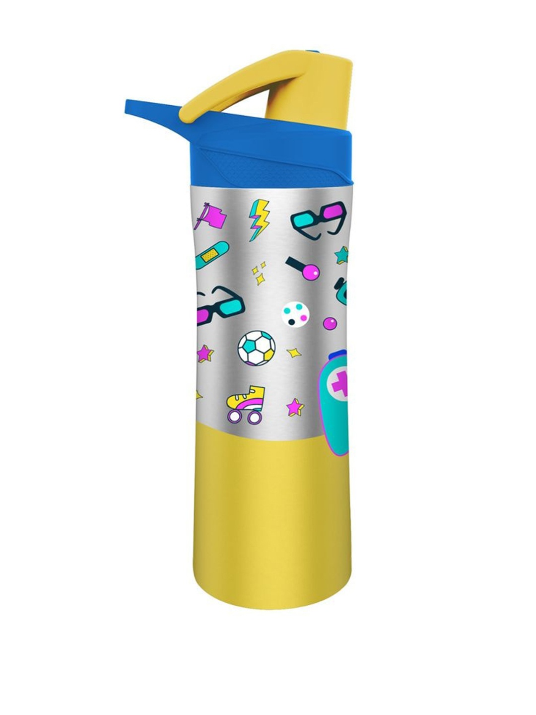 

Rabitat Kids Yellow Printed Stainless Steel Sipper Water Bottle