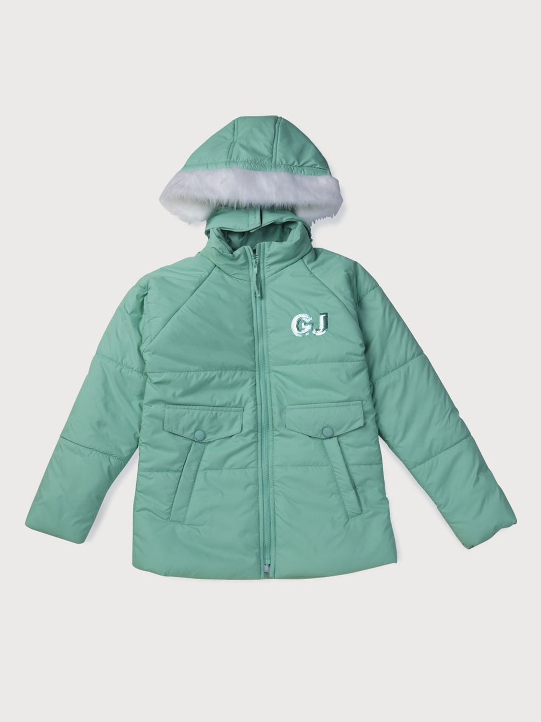 

Gini and Jony Girls Green Padded Jacket with Patchwork