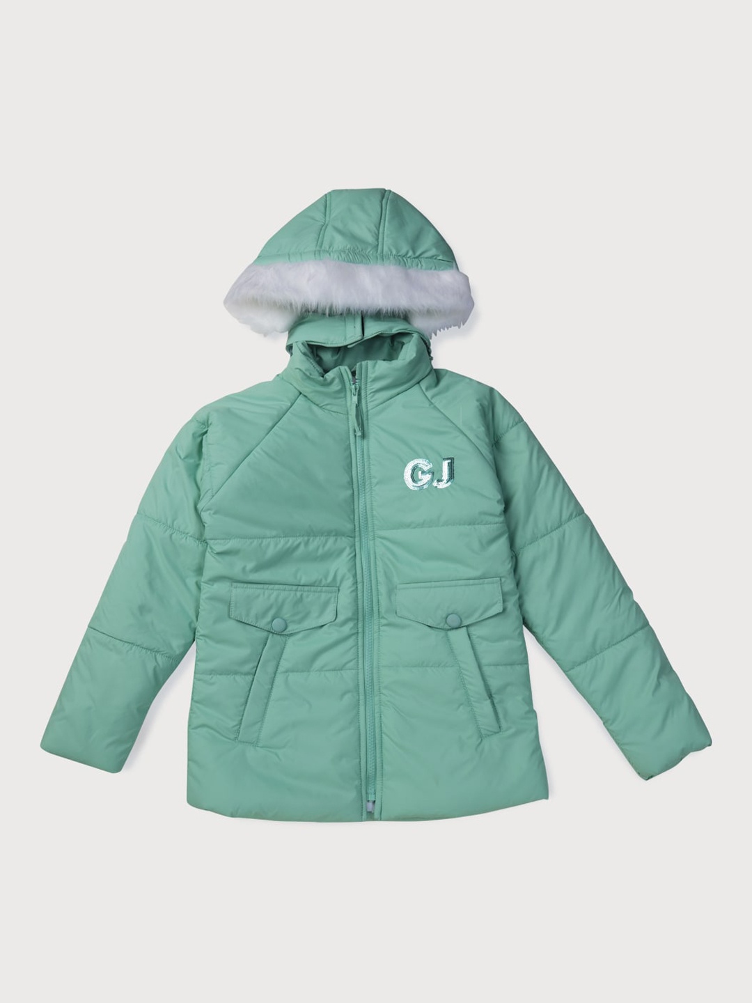 

Gini and Jony Girls Green Padded Jacket with Patchwork