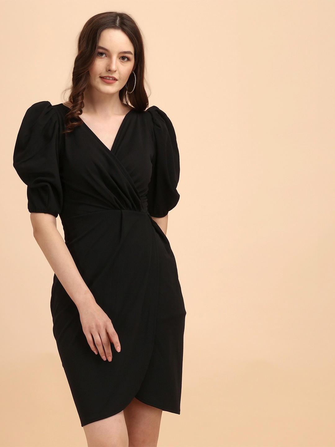 

SHEETAL Associates Puff Sleeves Black Dress