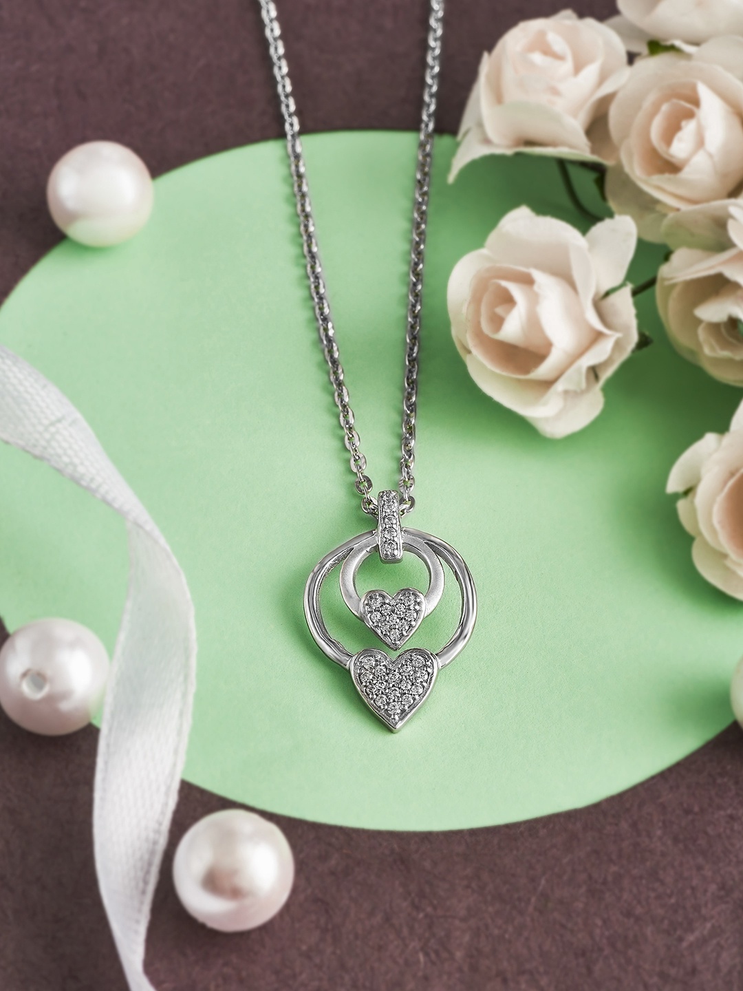 

SILBERRY Women 925 Sterling Silver Love Ringlet Pendant with Chain
