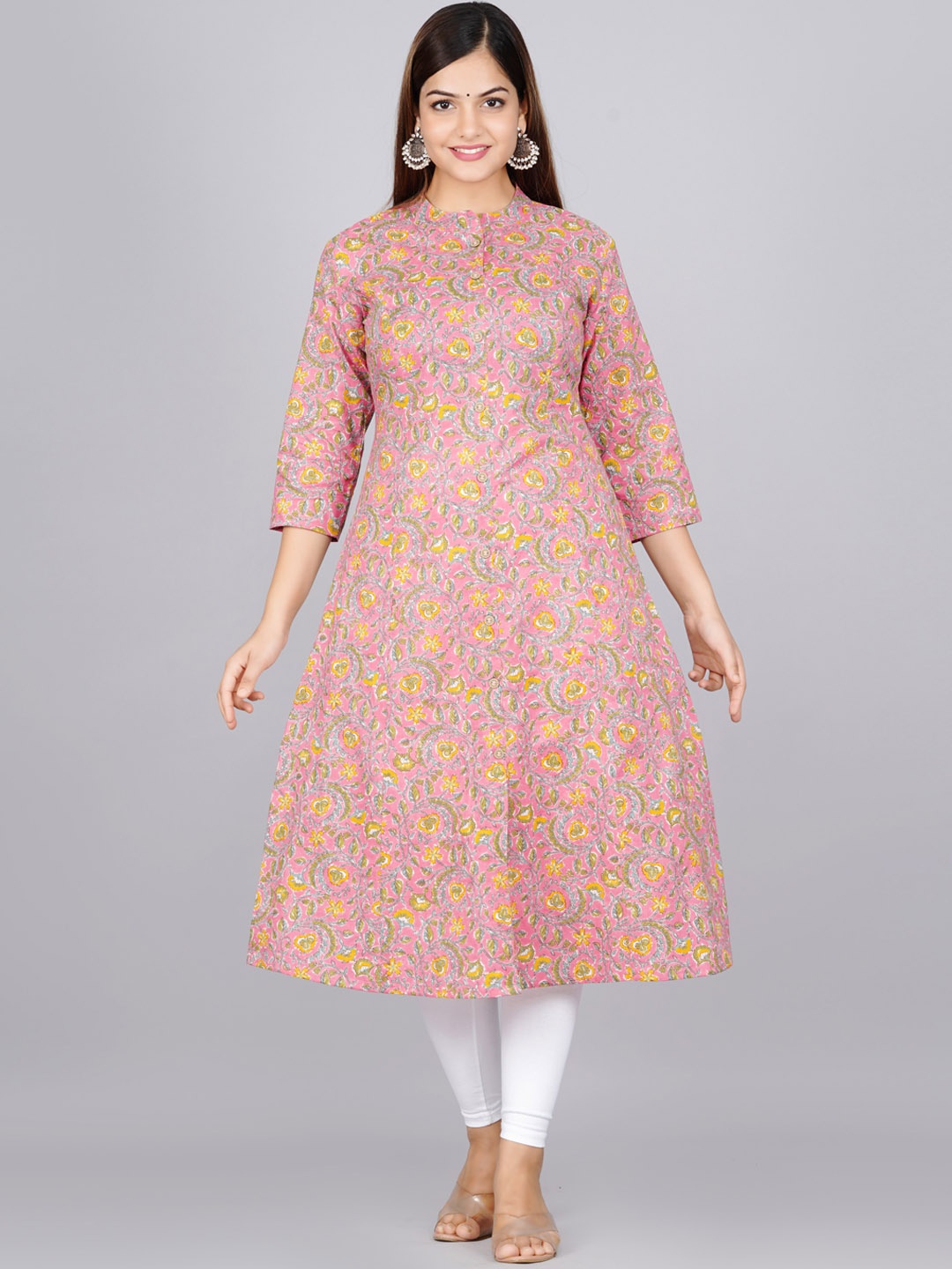 

Kalini Women Pink Floral Print A Line Kurta