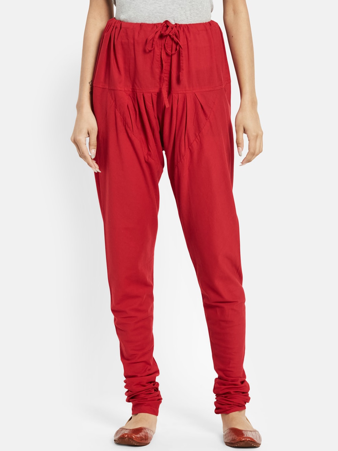 

Fabindia Women Red Solid Straight-Fit Pure Cotton Churidar