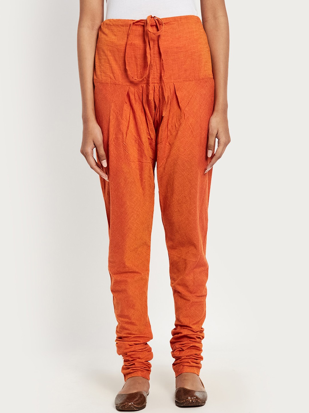 

Fabindia Women Orange Solid Pure Cotton Straight-Fit Churidar