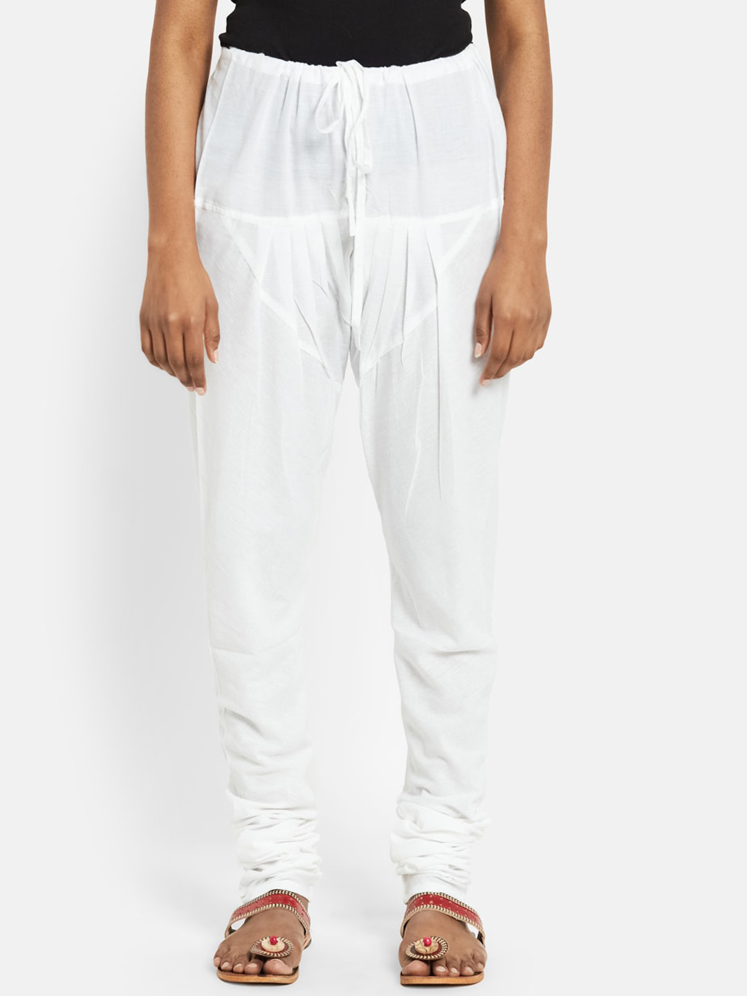 

Fabindia Women White Solid Pure Cotton Straight-Fit Churidar