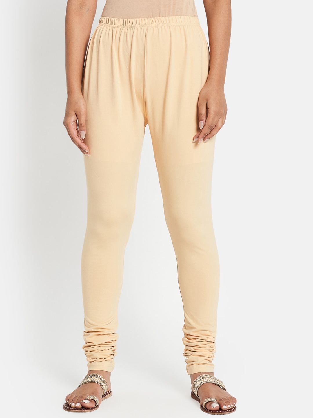 

Fabindia Women Cream Solid Leggings