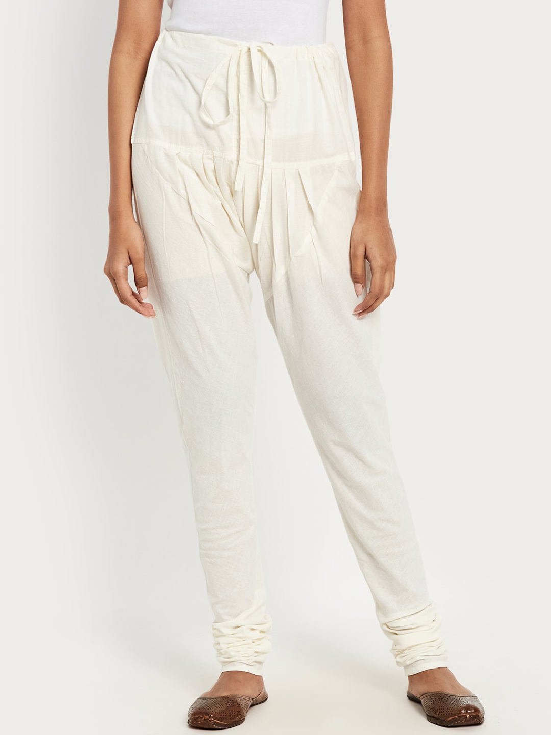 

Fabindia Women Off-White Solid Pure Cotton Straight-Fit Churidar