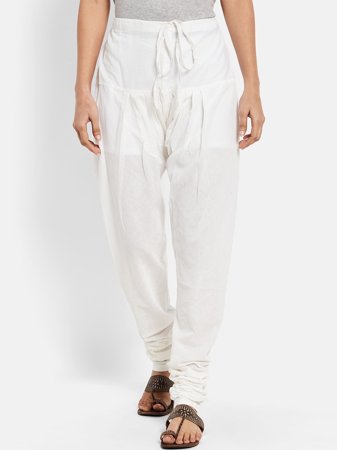 

Fabindia Women White Solid Pure Cotton Churidar