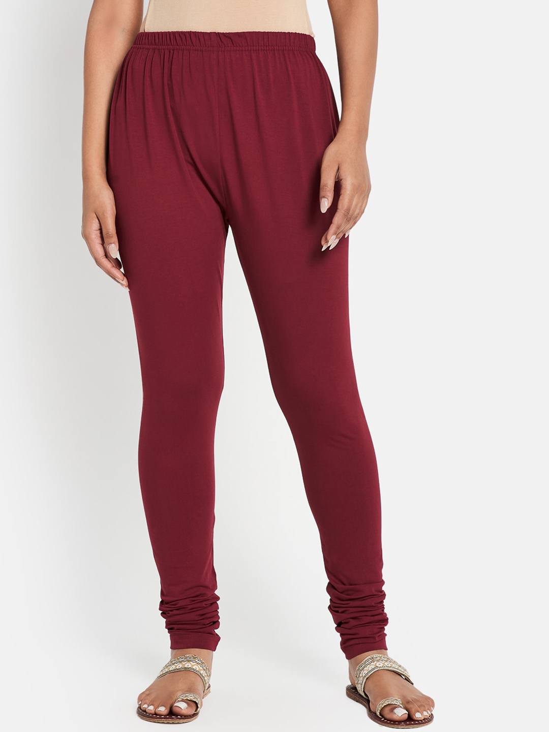 

Fabindia Maroon Regular Fit Solid Cotton Leggings