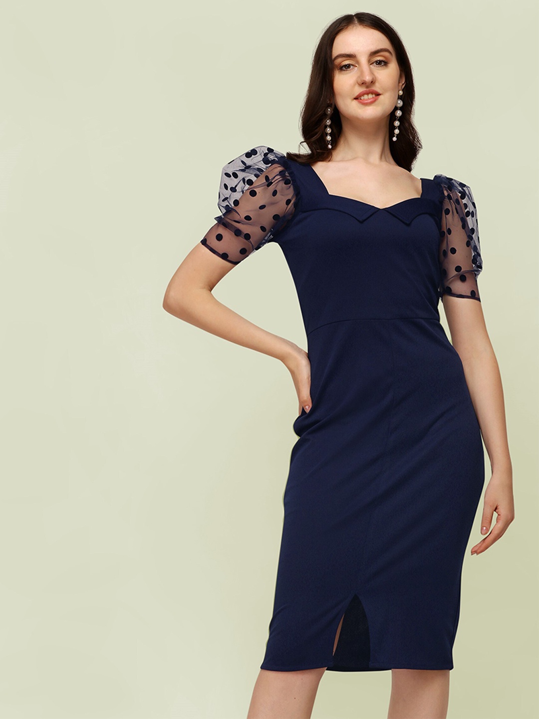 

SHEETAL Associates Blue Bodycon Midi Dress