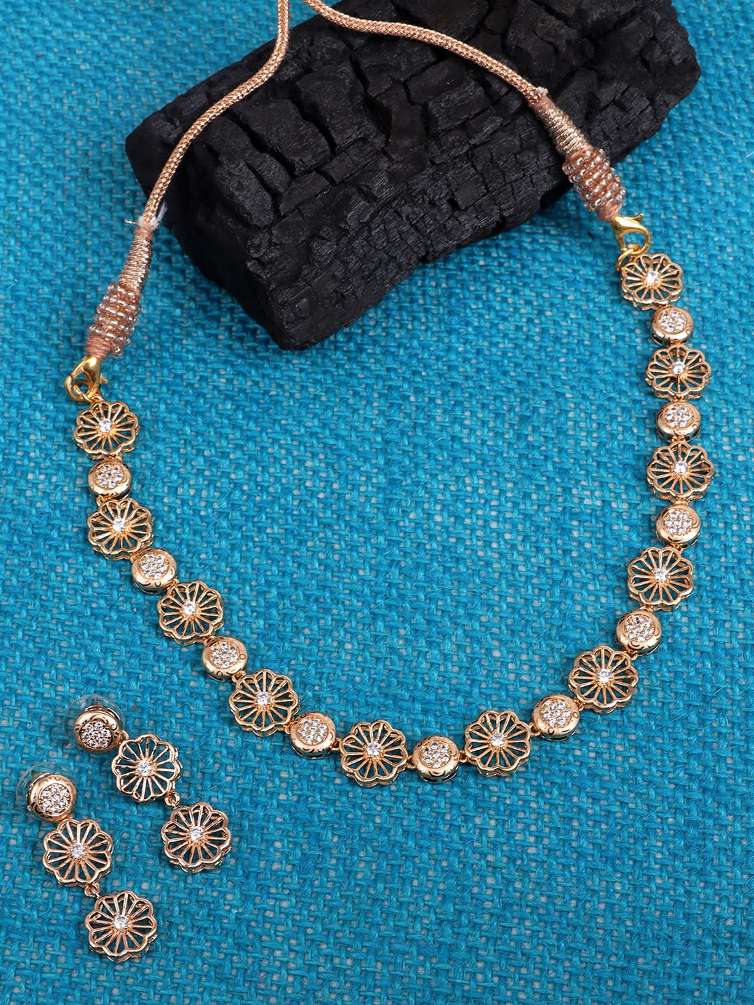 

JEWELS GEHNA Gold-Toned Gold-Plated AD-Studded Jewellery Set