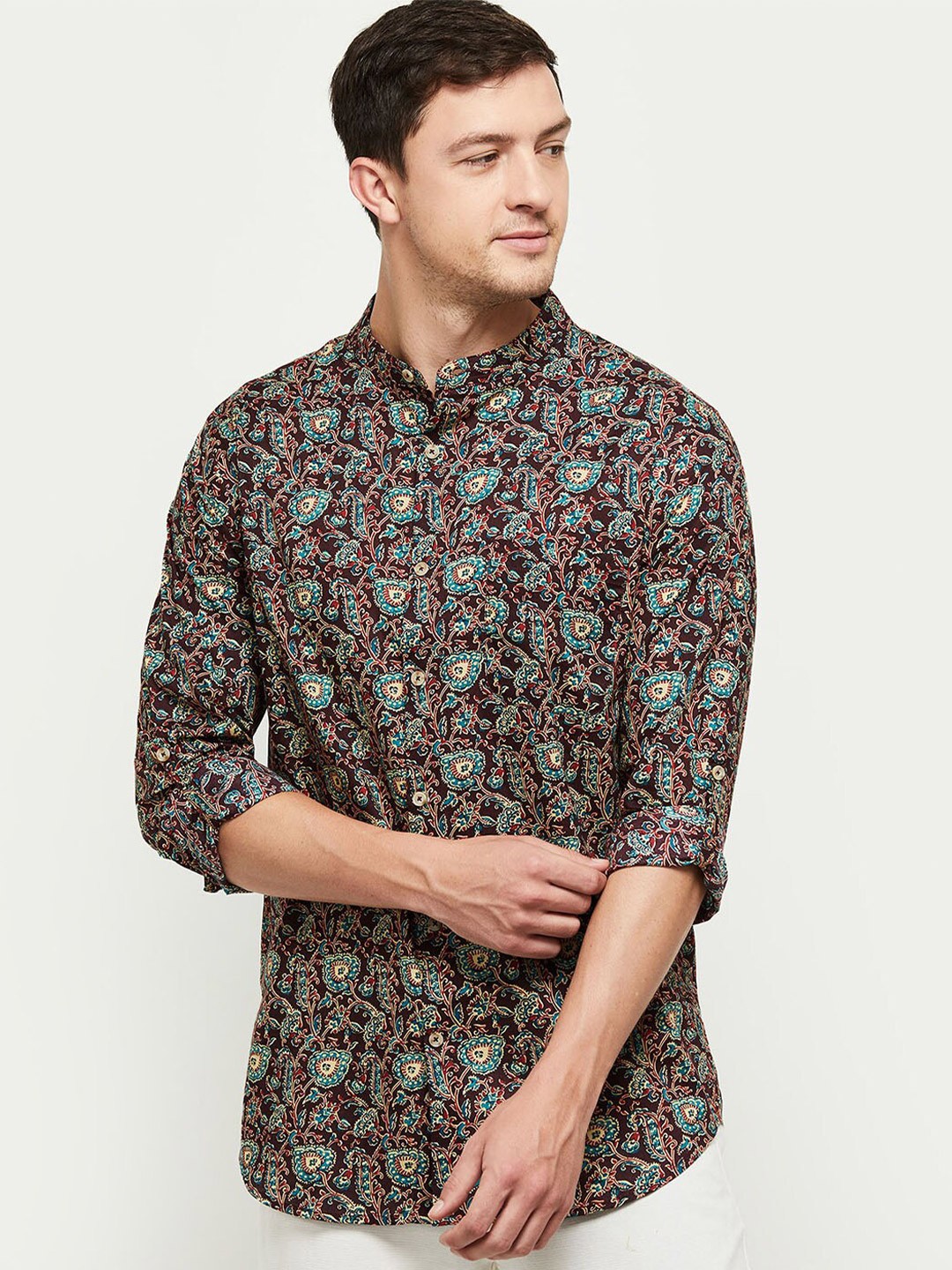 

max Men Maroon Floral Printed Casual Shirt