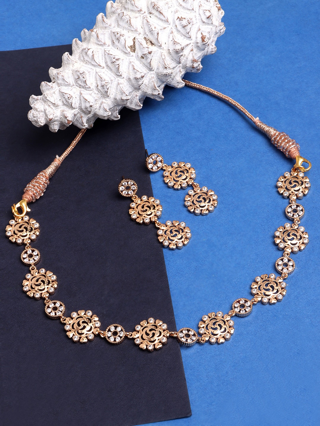 

Jewels Gehna Gold-Plated White AD-Studded Jewellery Set