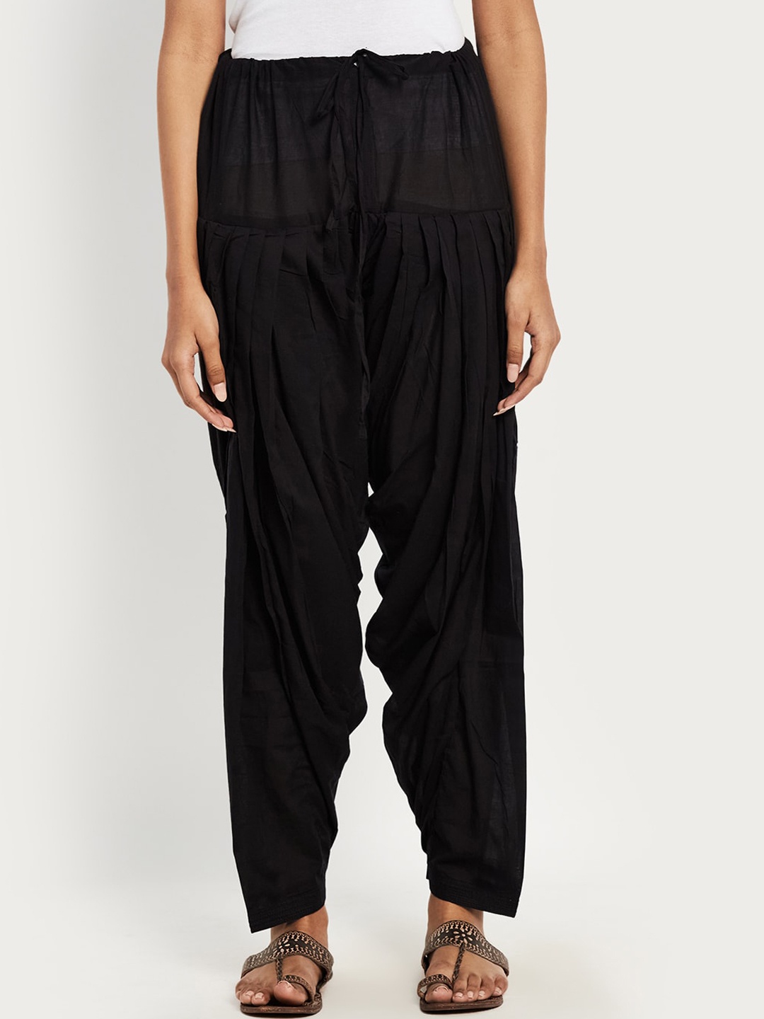 

Fabindia Women Black Solid Cotton Patiala