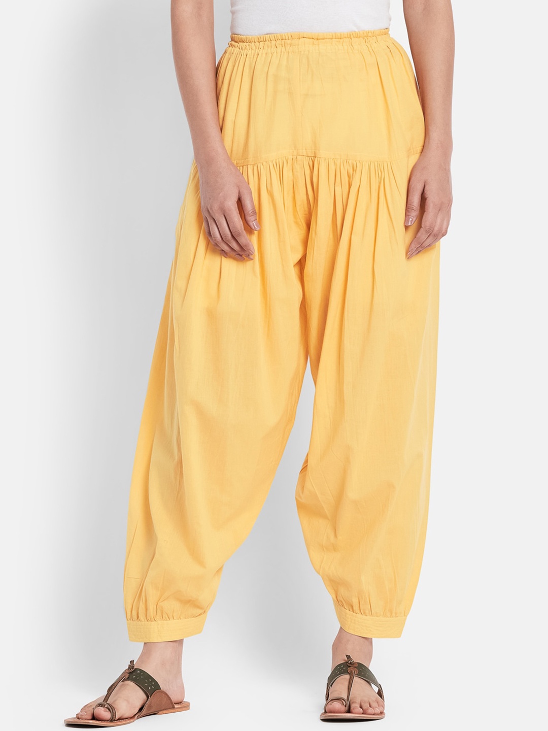 

Fabindia Women Yellow Solid Pure Cotton Salwar