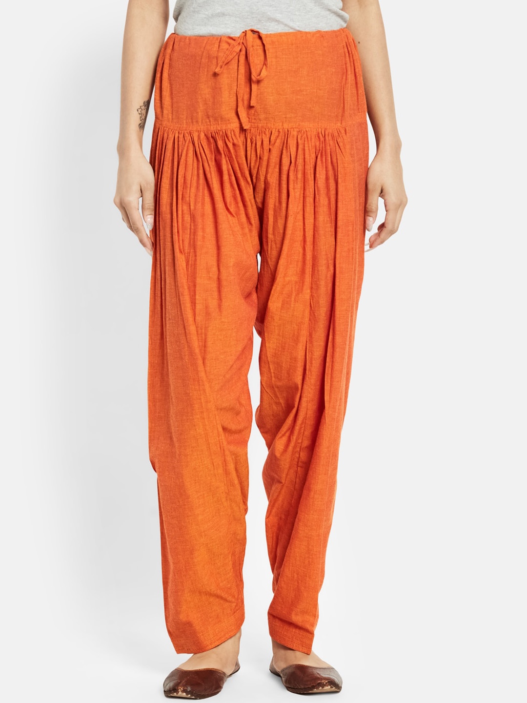 

Fabindia Women Orange Solid Pure Cotton Salwar
